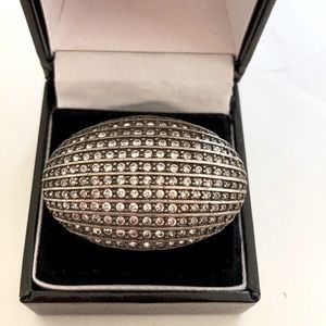 CC Skye Oxidize Silver Marcasite Pave Ring Size 6